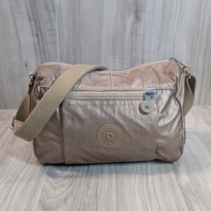Kipling Wes Crossbody Bag Quartz Metallic Shoulder Purse HB6556 Make Happy